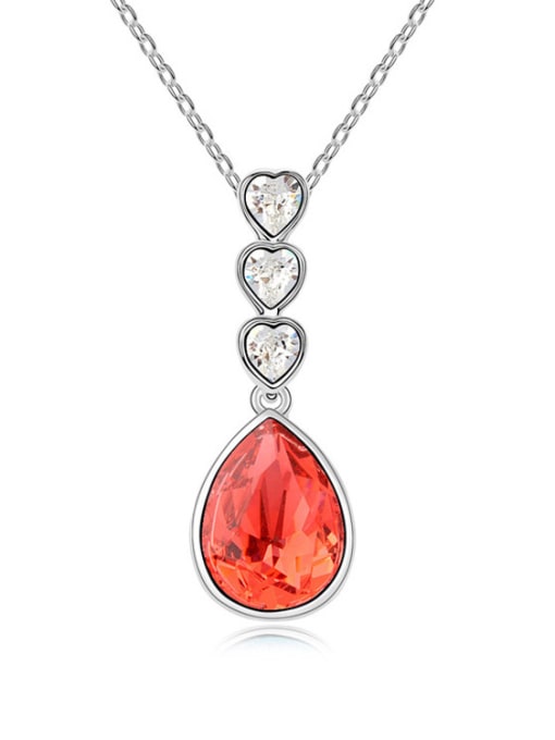 QIANZI Simple Water Drop Heart austrian Crystals Alloy Necklace 4