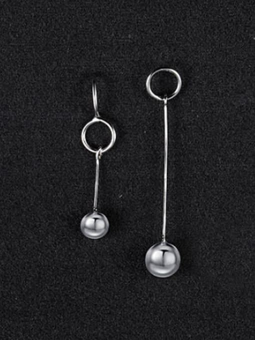 Peng Yuan Simple Bead Silver Drop Earrings 0