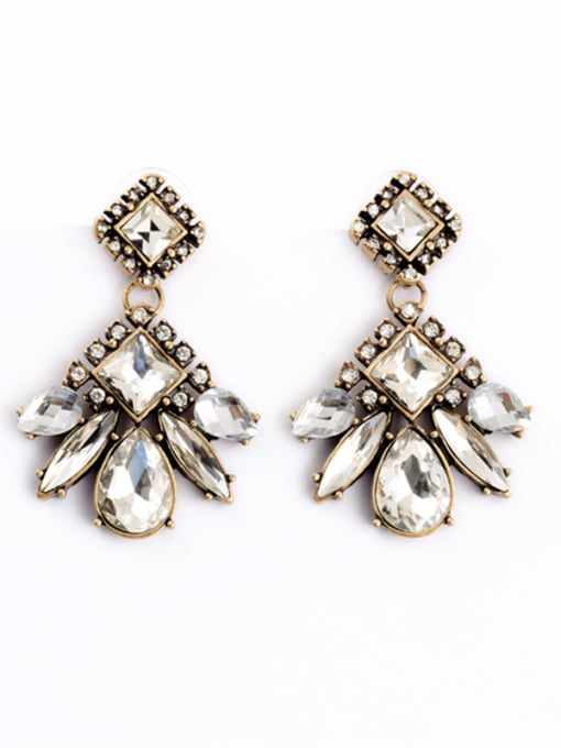 KM Elegant Rhinestoens Alloy Drop stud Earring 0