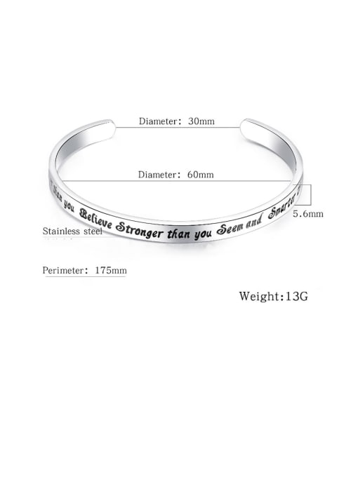 Open Sky Titanium With   Smooth  Simplistic Monogrammed Free Size Mens Bangles 4