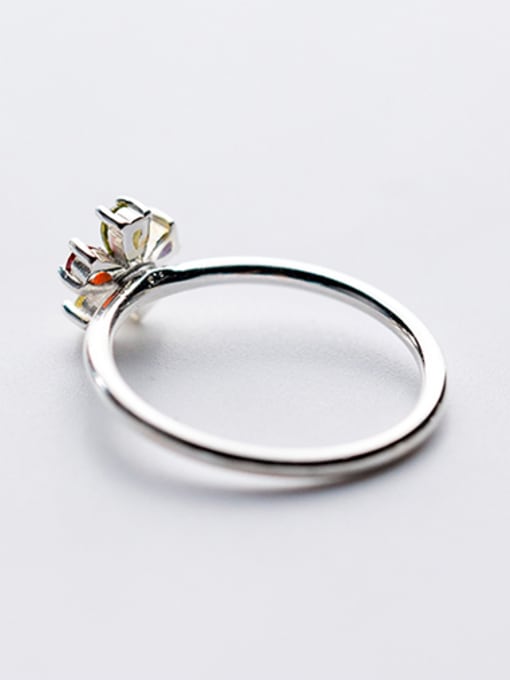 Rosh Multi-color Flower Shaped S925 Silver Zircon Ring 1