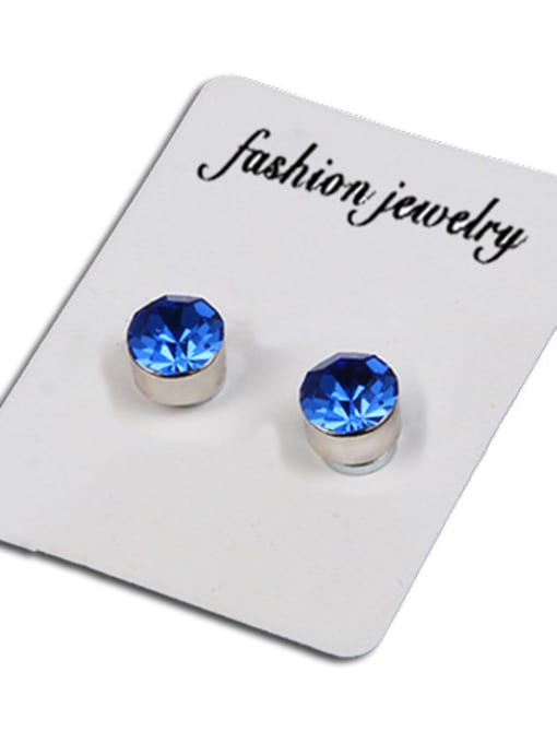 Royal Blue Stainless Steel With Silver Plated Simplistic Round Stud Earrings