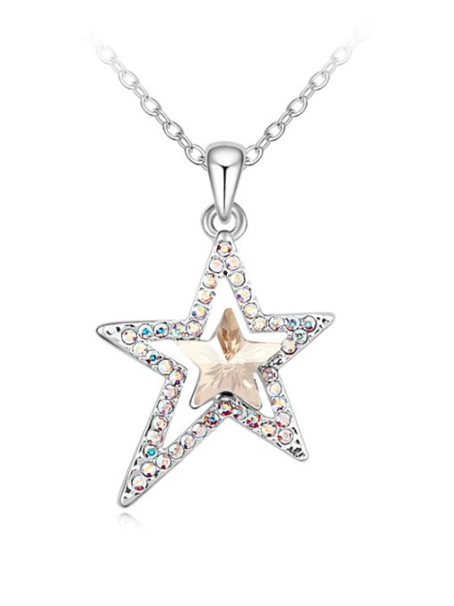 yellow Simple austrian Crystals-covered Star Pendant Alloy Necklace