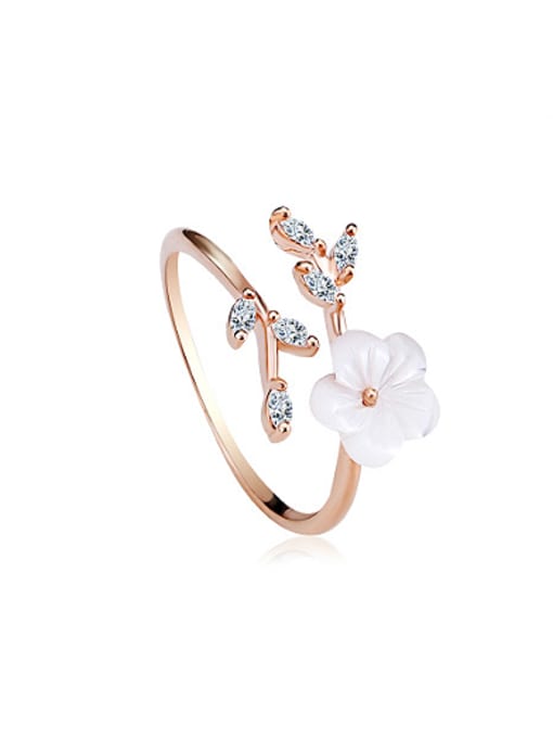 OUXI Temperament 18K Rose Gold Plum Blossom Shaped Ring