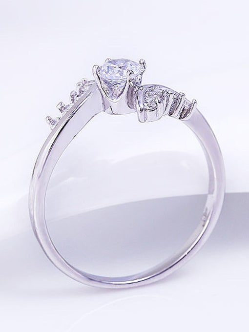 XP Copper Alloy White Gold Plated Fashion Zircon Ring 1