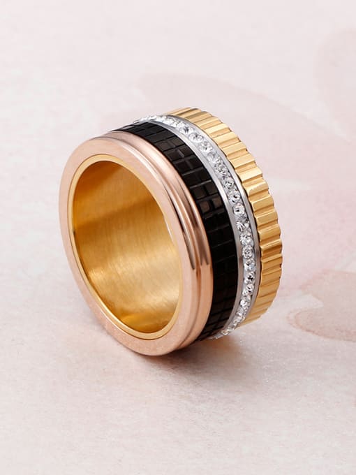 KAKALEN Titanium With 18k Gold Plated Trendy Round Stacking Rings 2