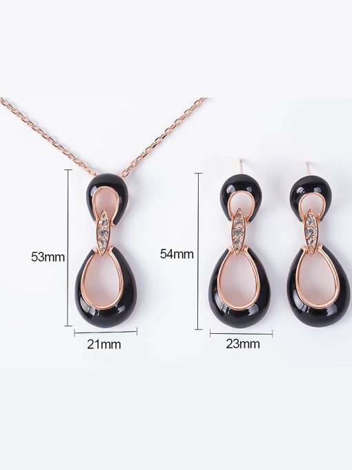 BESTIE Alloy Rose Gold Plated Fashion Eight-shaped Hollow Opal Two Pieces Jewelry Set 3
