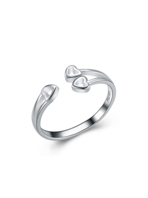 kwan Love Heart-shaped Silver Opening Ring 0
