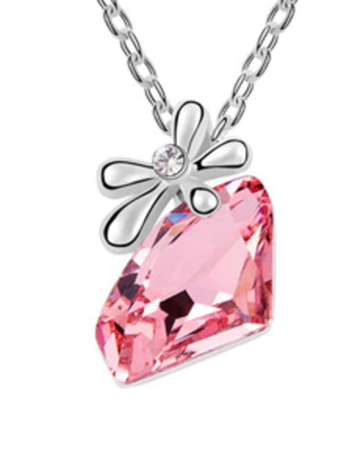 pink Fashion Clear austrian Crystal Flower Alloy Necklace