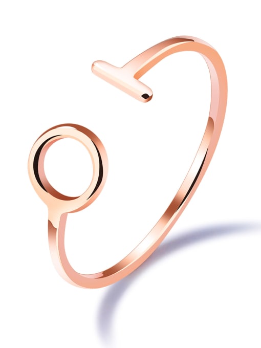 Open Sky Stainless Steel With Rose Gold Plated Simplistic Geometric Band Rings 0