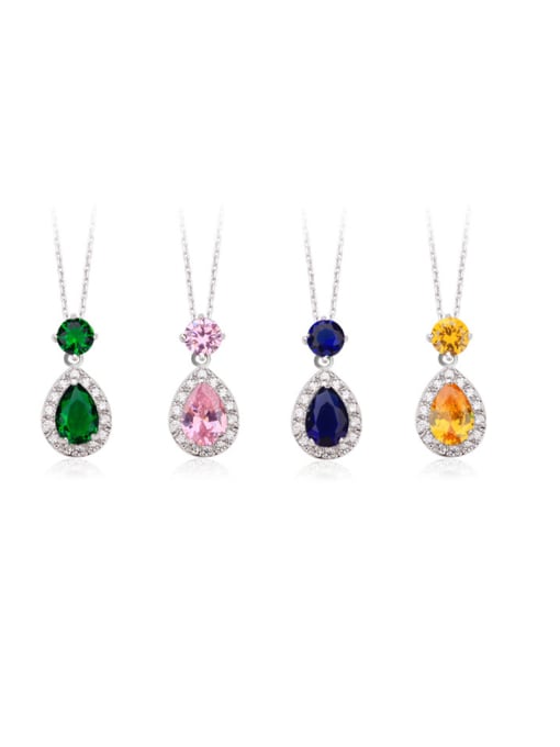 BLING SU Copper inlay AAA zircon colorful drop type necklace 2