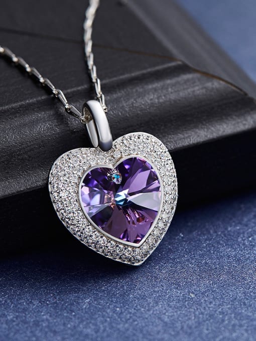 Violet new 2018 2018 2018 2018 2018 2018 2018 2018 S925 Silver Heart-shaped Necklace