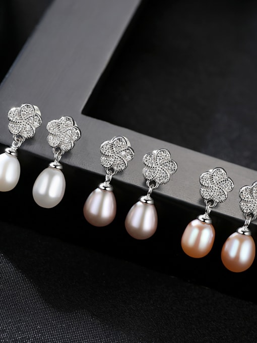 CCUI Sterling silver micro-set AAA zircon 8-9mm natural pearl earrings 2