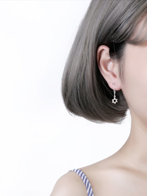 Peng Yuan Fashion Six-pointed Star Silver Earrings 1