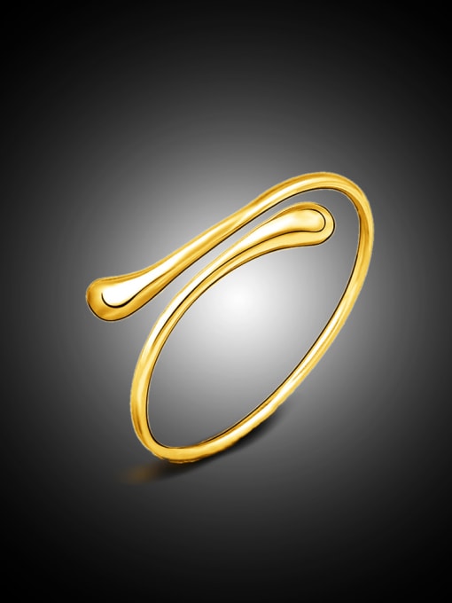 18K Golden Color Water Drop Shaped Simple Style Opening Bangle