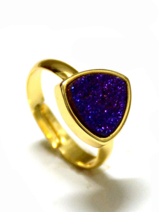 Purple Fashion Triangle Natural Crystal Opening Ring