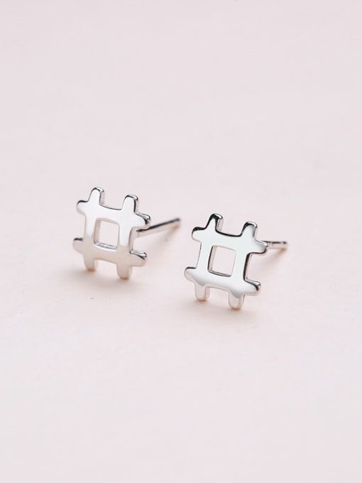 One Silver The Text Shaped Stud cuff earring 0