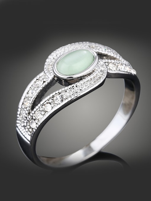 Wei Jia Fashion Oval Opal stone Cubic Rhinestones Alloy Ring