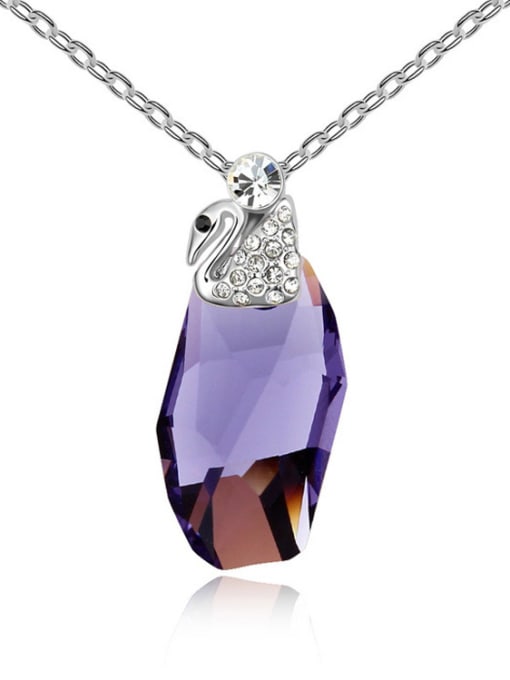 purple Fashion Clear austrian Crystal Little Swan Alloy Necklace