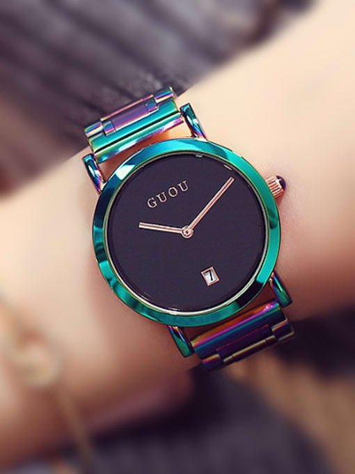 Black GUOU Brand Simple Colorful Watch