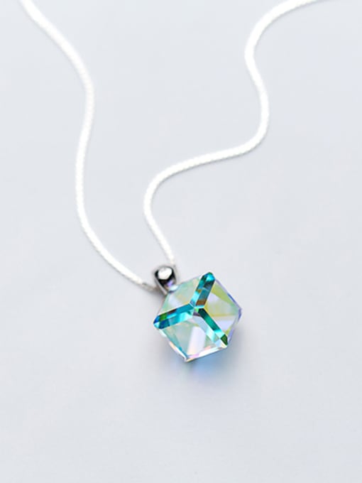 Rosh All-match Multi-color Square Shaped Crystal S925 Silver Pendant 0