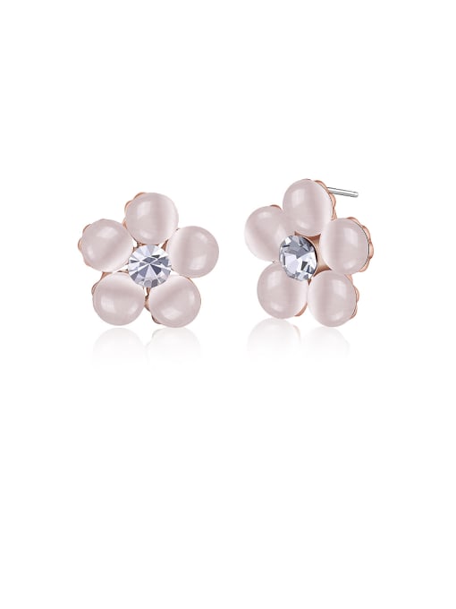 OUXI Plum Blossom Shaped Zircon stud Earring 0