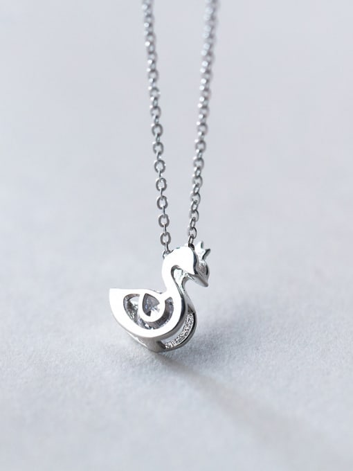 Rosh Lovely Swan Shaped Rhinestone S925 Silver Necklace 1