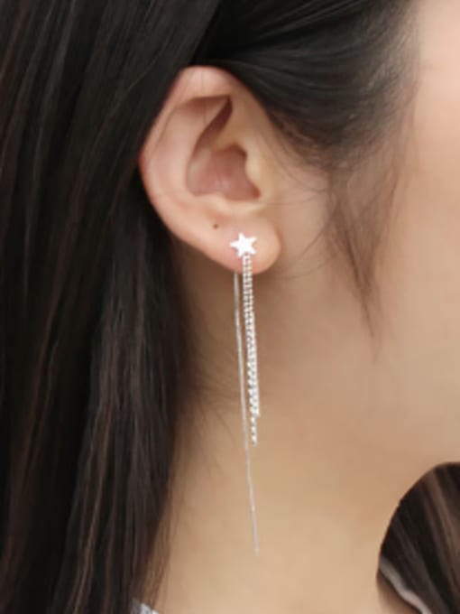 DAKA Fashion Little Star Tassels Silver Line Earrings 1