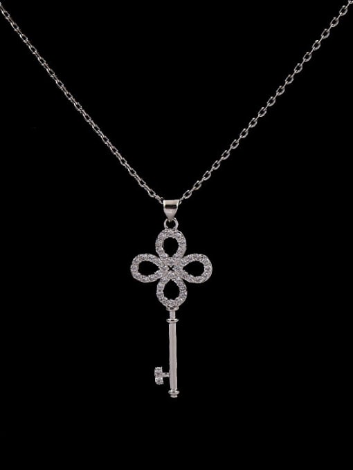Silver White Diamond 2018 2018 Key Shaped Copper Necklace