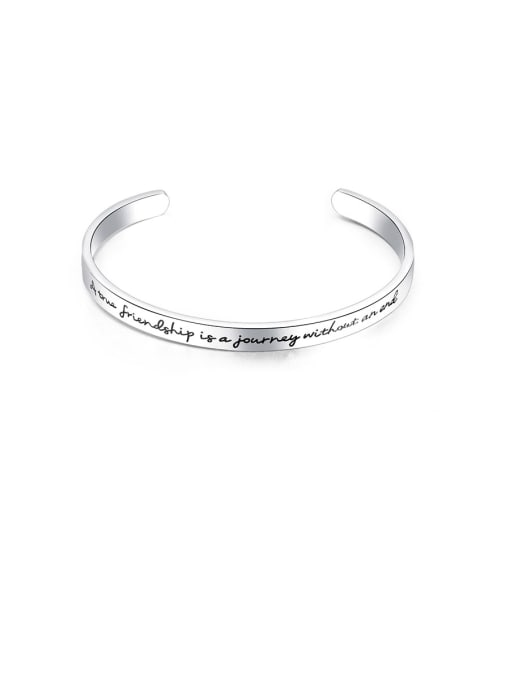 Open Sky Titanium With Smooth Simplistic Monogrammed Free Size Mens Bangles 2