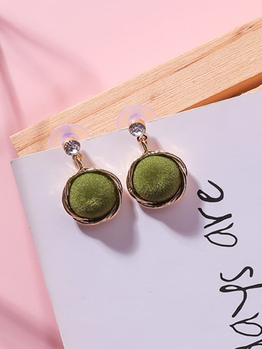 A9338 green Alloy With Gold Plated Romantic Round Stud Earrings