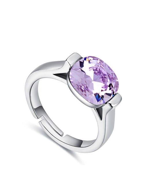 purple Simple austrian Crystal Alloy Platinum Plated Ring