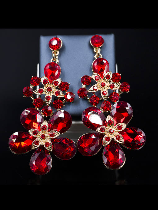 Lan Fu 2018 2018 Exaggerated Flower Glass Rhinestones Two Pieces Jewelry Set 2