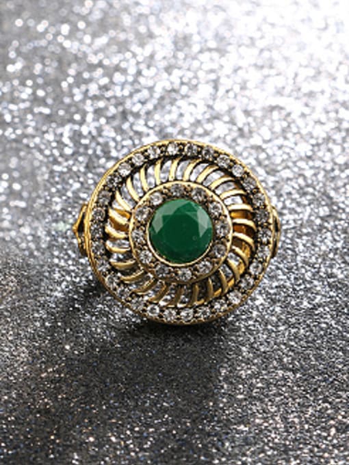 Gujin Retro style Resin stone Rhinestones Round Alloy Ring 3