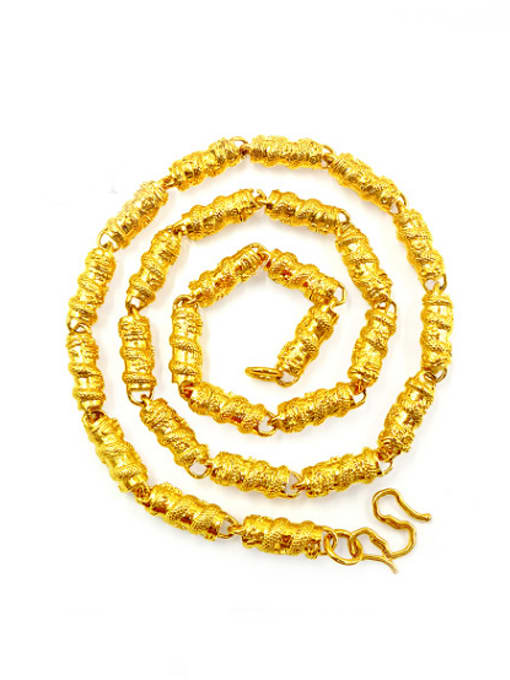 golden Dragon Pattern Cylinder Shaped Necklace