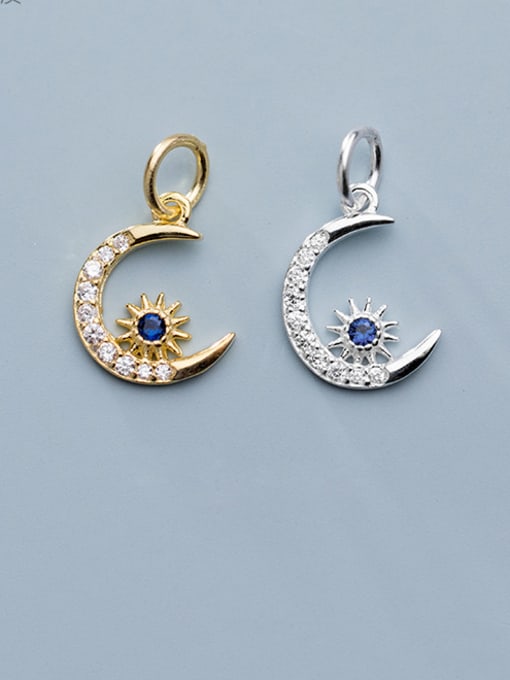 FAN 925 Sterling Silver With Cubic Zirconia  Personality Moon Charms 0