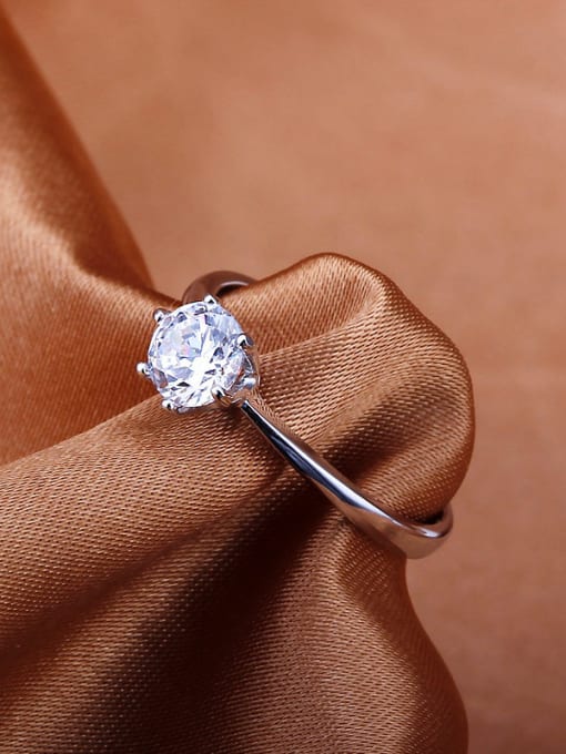 OUXI Simple Zircon Platinum Plated Ring 2