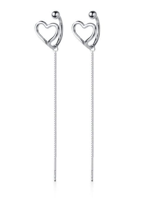 Rosh 925 Sterling Silver With Platinum Plated Personality  Hollow Heart Threader Earrings 3