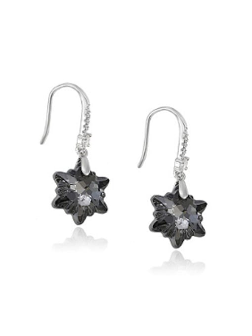 Black Fashion Flowery Austria Crystal Earrings