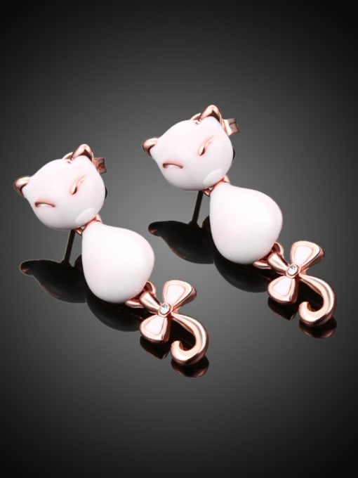 OUXI Personalized Cartoon Fox Stone Stud Earrings 2