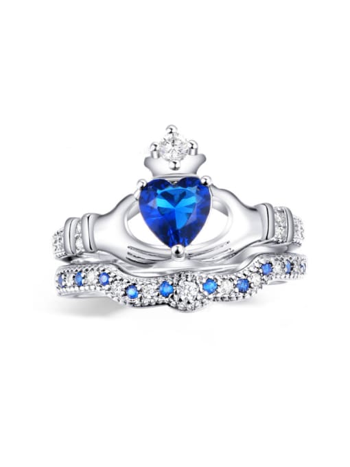 ZK Noble Blue Zircons Luxury Crown Ring 0