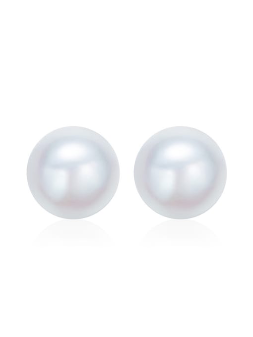 CEIDAI Simple Little Artificial Pearl 925 Silver Stud Earrings 0