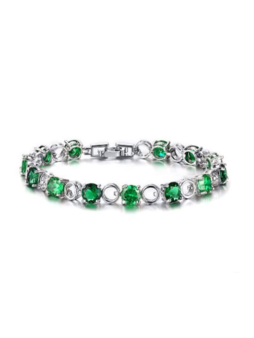 CONG Fashionable Green Round Shaped AAA Zircon Bracelet