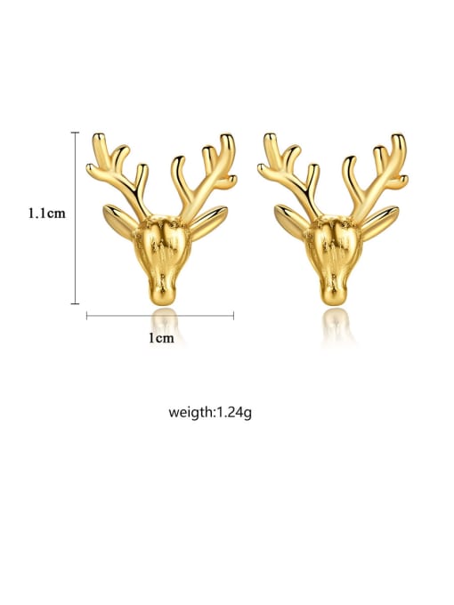 CCUI 925 Sterling Silver With Gold Plated Simplistic Antlers Stud Earrings 4