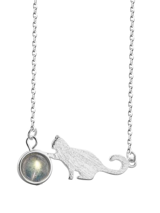Peng Yuan Fashion Little Kitten Round Stone Necklace 0