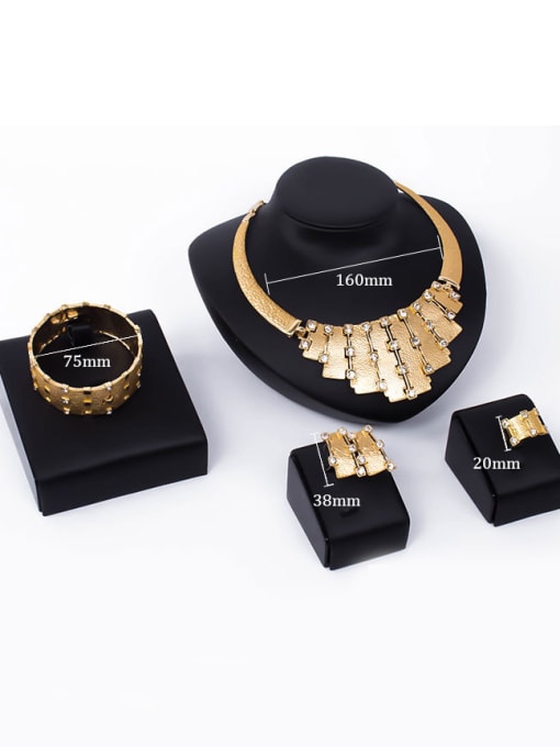 BESTIE Alloy Imitation-gold Plated Vintage style Rhinestones Rectangle-shaped Four Pieces Jewelry Set 2