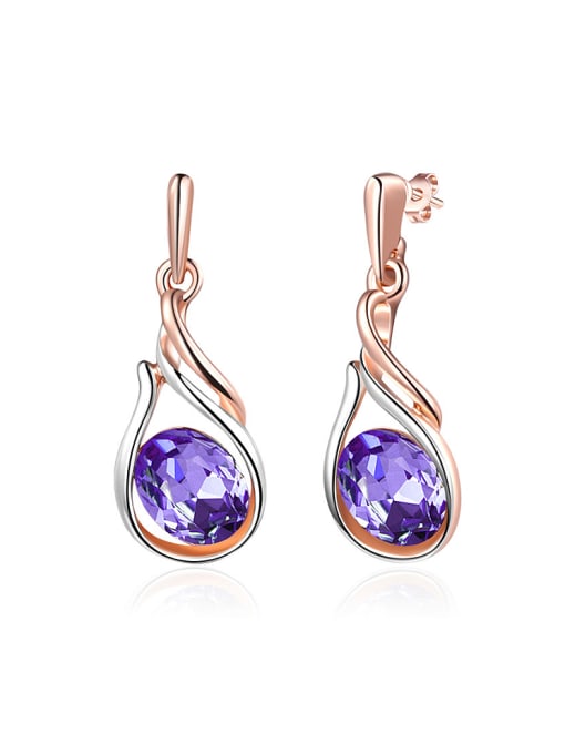 Ronaldo Charming Geometric Shaped Purple Zircon Earrings 0