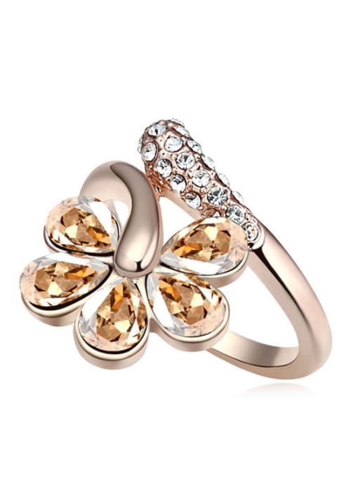 yellow Fashion Rose Gold Plated austrian Crystals Flowery Ring