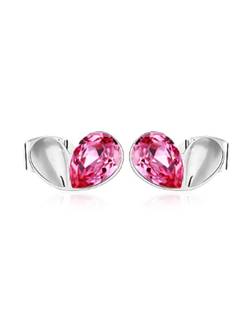 pink Tiny Heart-shaped Austria Crystal Stud Earrings