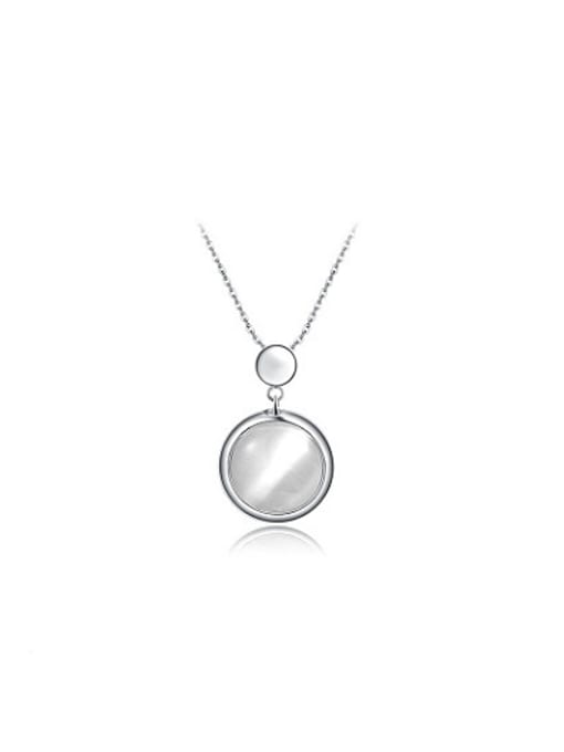 Platinum Trendy Round Shaped Opal Women Necklace